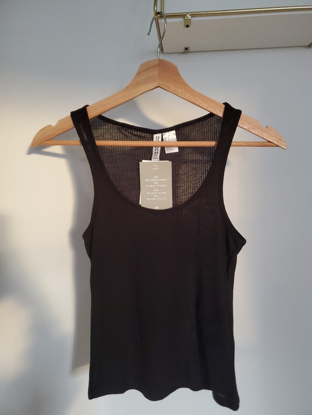 H&M Black Ribbed Tank Top Scoop Neck NWT